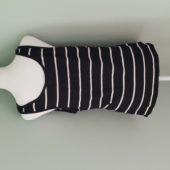 bebe rhinestone classic iconic tank top black white stripe - Picture 3 of 4